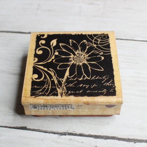 Hampton Art Rubber Stamp Mounted Wooden Block Hot Fudge Studio Flower - Picture 1 of 4